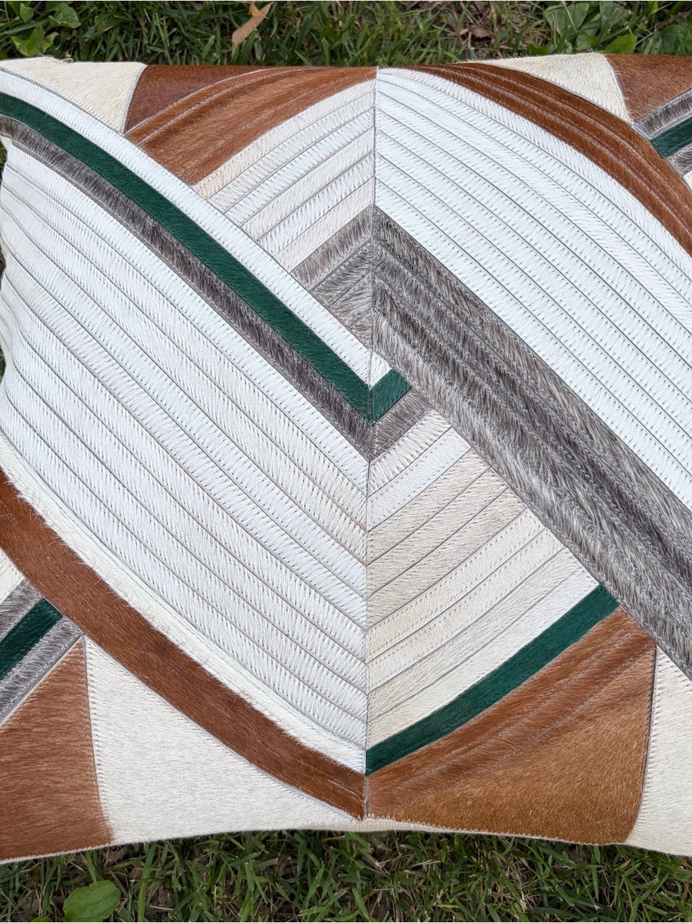 Cloud9 Design Ember Multicolored Hairon Hidepillow featuring a geometric cowhide
